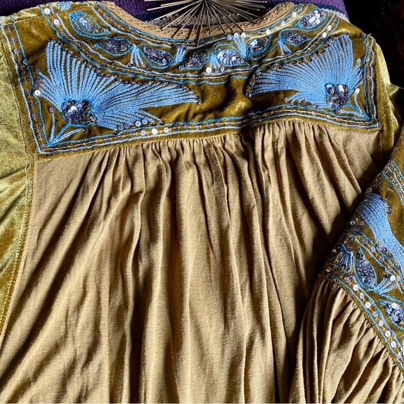FREE PEOPLE | Trendy Boho Fall Autumn Holiday Party Velvet Embellished Sz S - Picture 10 of 13